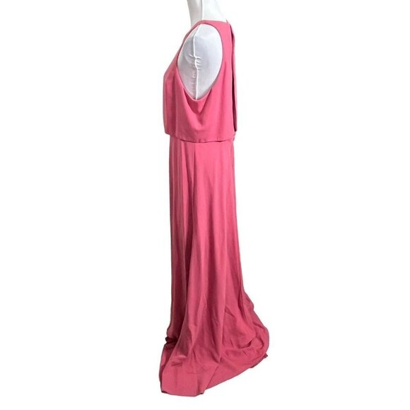 Anthropologie Jill Jill Stuart Iva Maxi Dress Pink Crepe Gown Women’s Size 14 - Picture 7 of 14